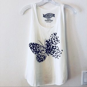 ❗️2 for $6❗️Lightweight White Tank : Butterfly